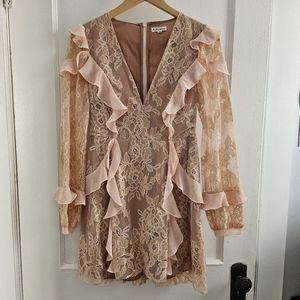 For Love & Lemons Lace Detailed Nude Dress